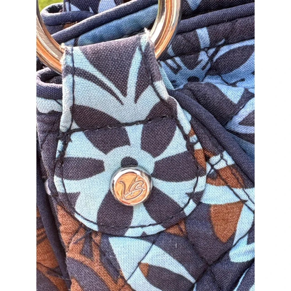 Vera Bradley Night and Day Quilted Floral Shoulder Bag Navy Blue Tote